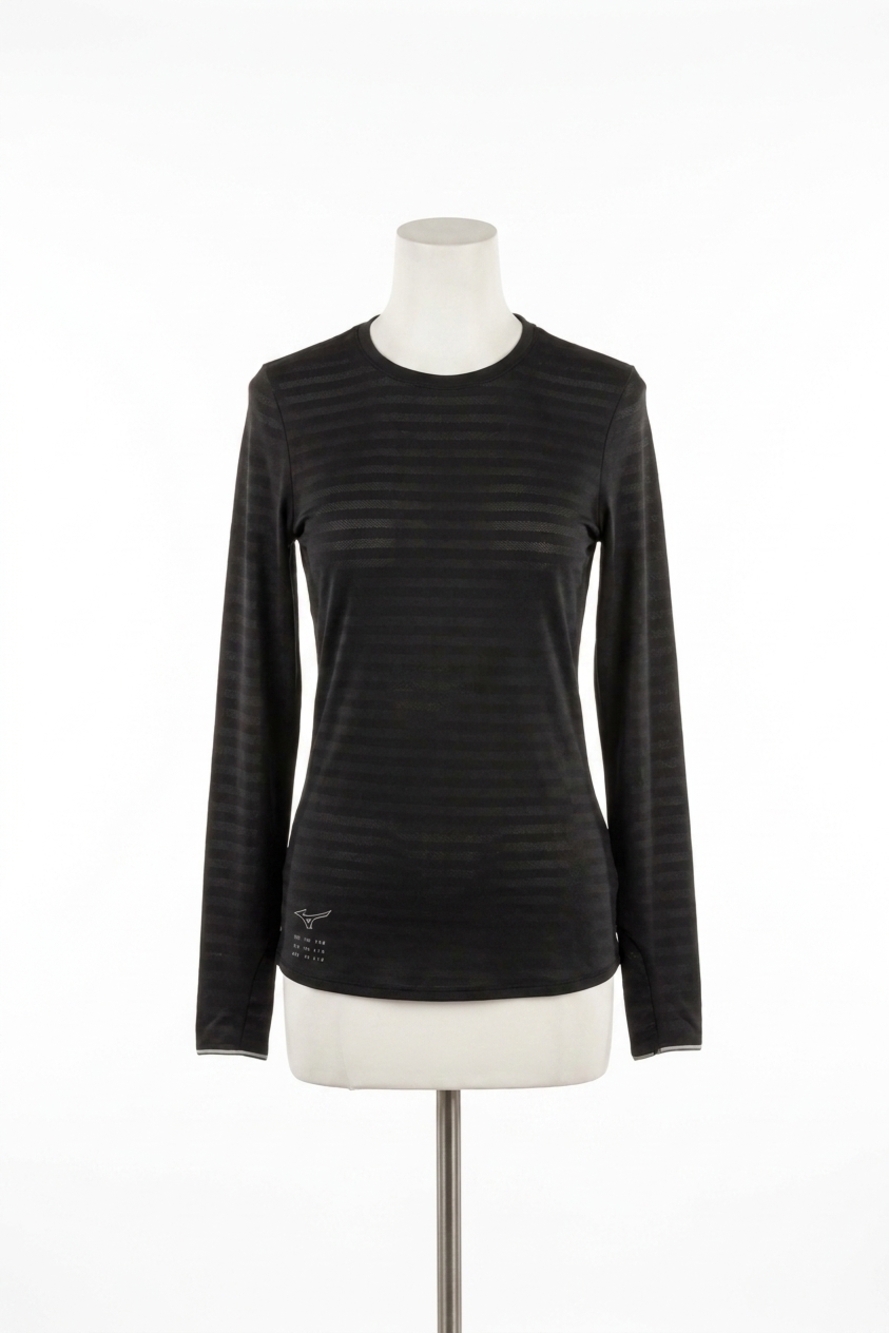 NEW MIZUNO women's alpha eco running long sleeve shirt in black